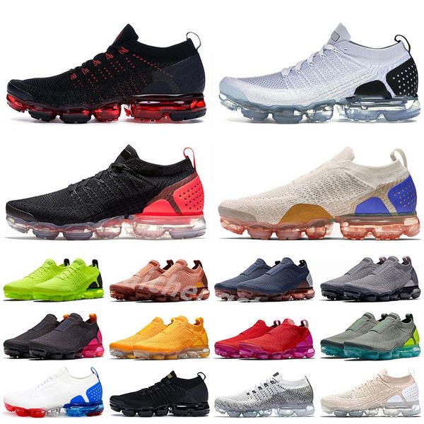 

new 2018 2019 chaussures moc 2 laceless 2.0 running shoes triple black designer mens women sneakers fly white knit cushion trainers zapatos