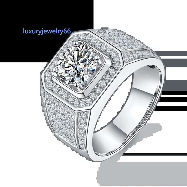 

Engagement Wedding Rings Jewelry Gold Plated High Quality in Stock Sterg Sier with 2ct Moissanite New for Men White
