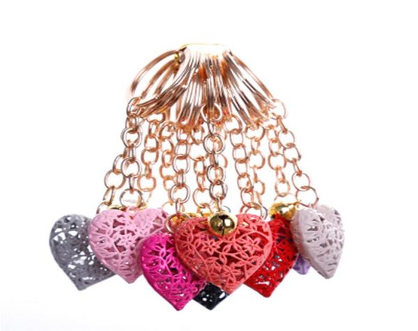 

random hollow romantic heart bell jewelry keychain women key holder chain bag pendant charm1029357, Silver