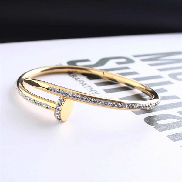

titanium steel distance bracelets full diamond cuff bracelet women man fashion love jewelry gift for lover no box with velvet bag2842, White