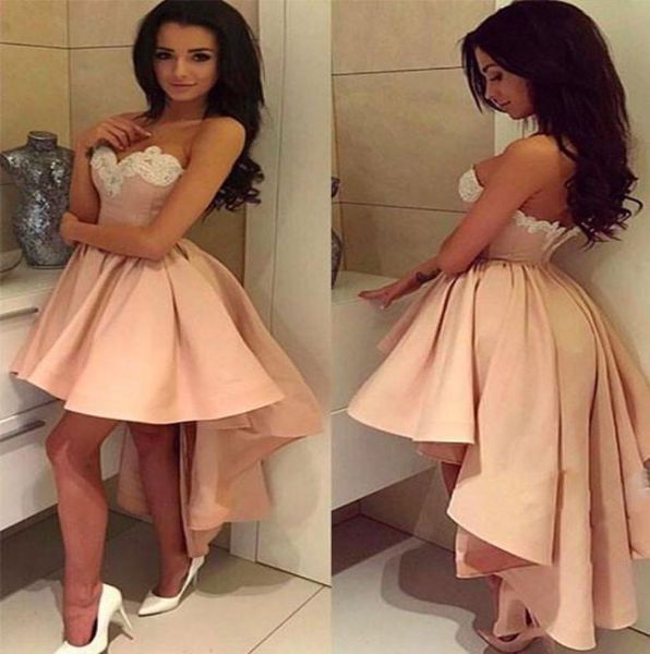

2018 cute arabic light pink high low prom party dress with white sweetheart backless homecoming dress2821615, Black