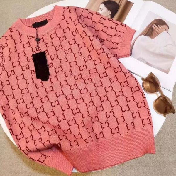 

high fashion women's knits short sleeve sweater letter jacquard g comfortable thin quality design, White