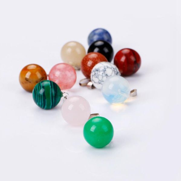 

natural stone chakra reiki healing quartz crystal round ball pendant necklace for women jewelry3912076, Silver