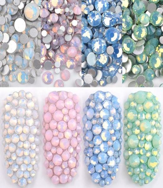 

1 pack multi size ss4ss20 opal nail rhinestones flat bottom colorful crystal glass gems for diy uv gel 3d nail art decorations6019819, Silver;gold