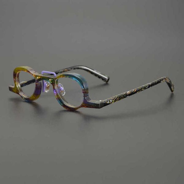 

men's luxury designer classical tortoiseshell color japanese personalized modeling hand-made glasses frame men women height number smal, White;black