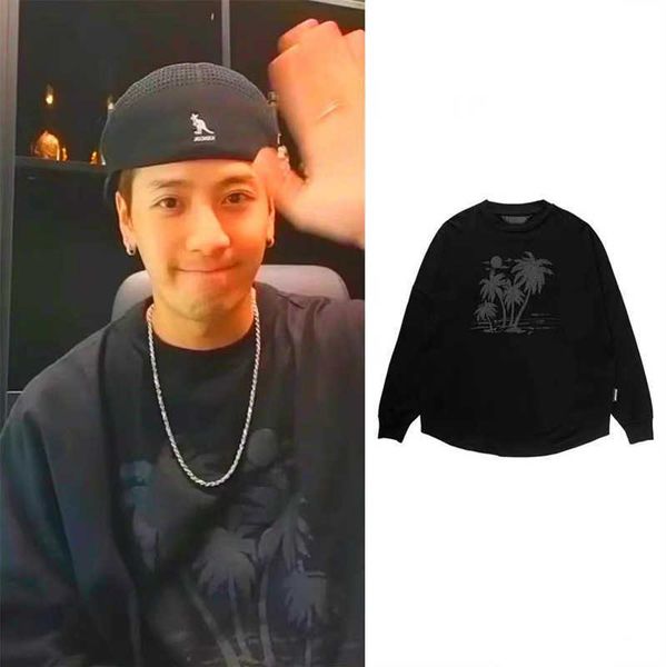 

palm chaopai angel king jia'er teamwang same foam printed ins long sleeve t-shirt for men and women, White;black