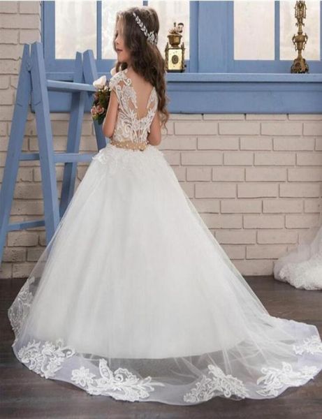 

2020 lovely sleeveless flower girl dresses for weddings sheer neck lace ball gown little girls first communion pageant gowns9001049, White;blue