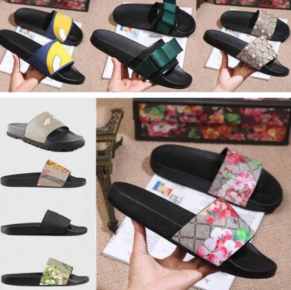 

slippers platform ggity ladies casual slide shoes women flat quality sandals rubber designer men floral brocade gear bottoms flip flops bee, Black