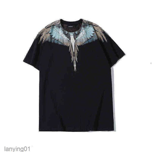 

tees tee t-shirt shirt s 20ss mb high end blue feather wing print couple short sleeve men 2s1s15qt7, White;black