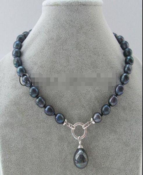 

p671218quot 13mm black baroque freshwater pearl necklace shell pearl pendant4347281, Silver