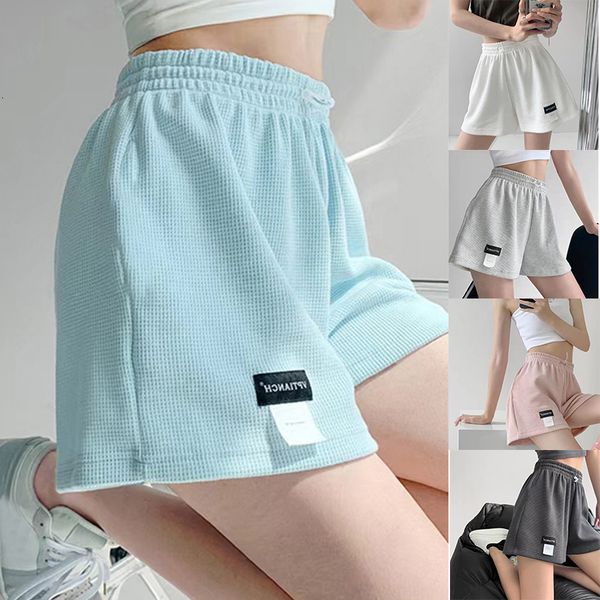

womens shorts summer high waisted sports loose bottoms female casual elastic waist pants solid color homewear 230404, White;black