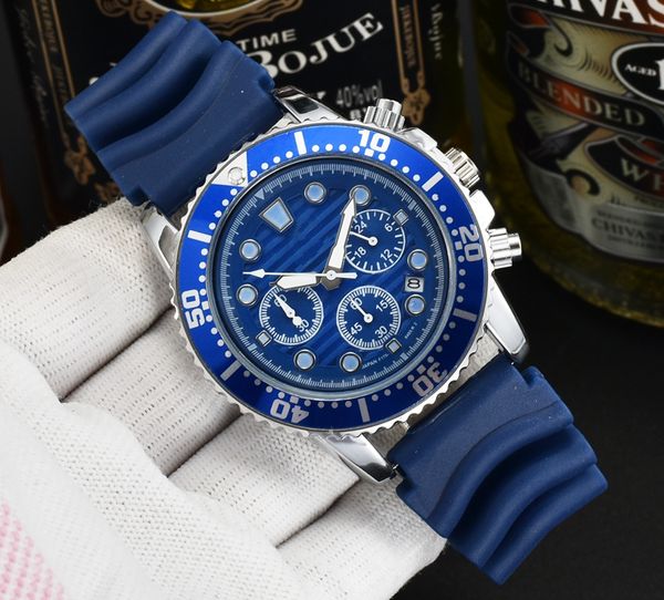 

seik wrist watches for men 2023 mens watches six needles all dials work quartz watch luxury brand chronograph clock fashion rubber strap typ, Slivery;golden
