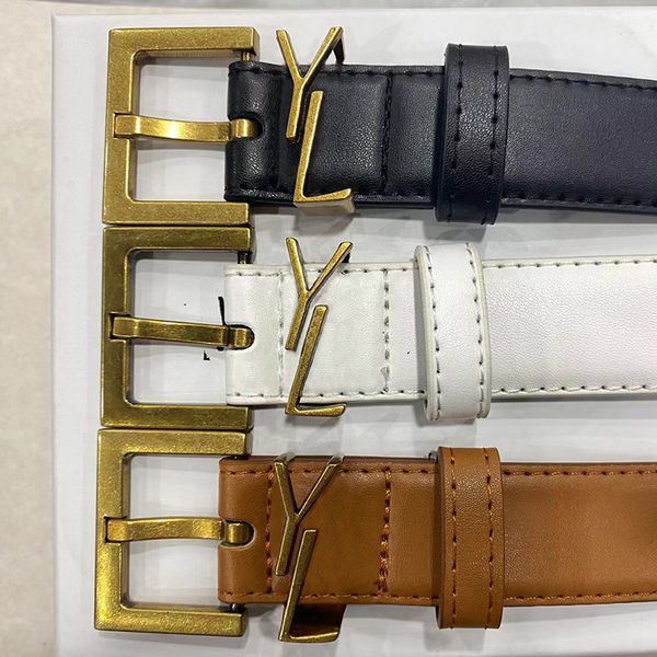 

designer belt women's leather 3cm wide men's designer belt brass buckle silver women's belt, Black;brown