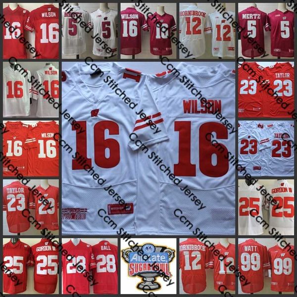 

5 graham mertz jonathan taylor jersey 42 russell wilson jj. watt 12 alex hornibrook nick nelson leon jacobs 25 melvin gordon iii t.j watt wi, Black