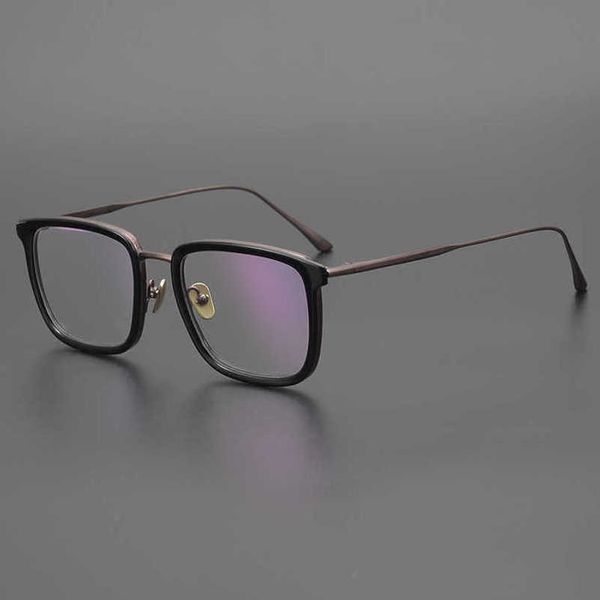 

fashion japanese handmade male business copper wide face pure titanium ultra-light large short-sighted glasses frame, White;black