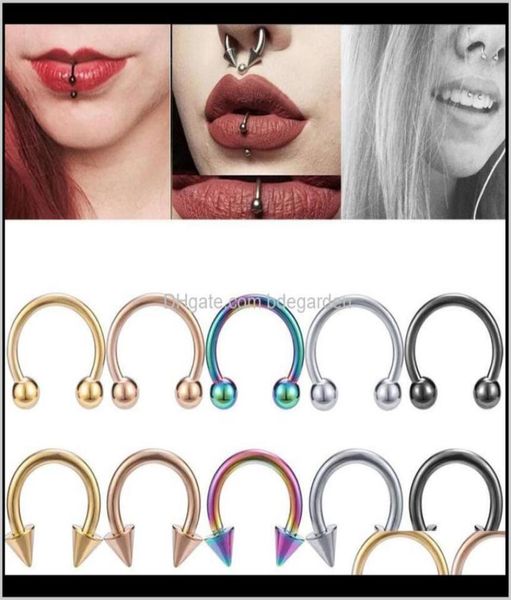 

studs body jewelry 1piece fashion stainless steel horseshoe fake nose ring c clip bcr septum lip piercing falso lips rin2131673, Silver
