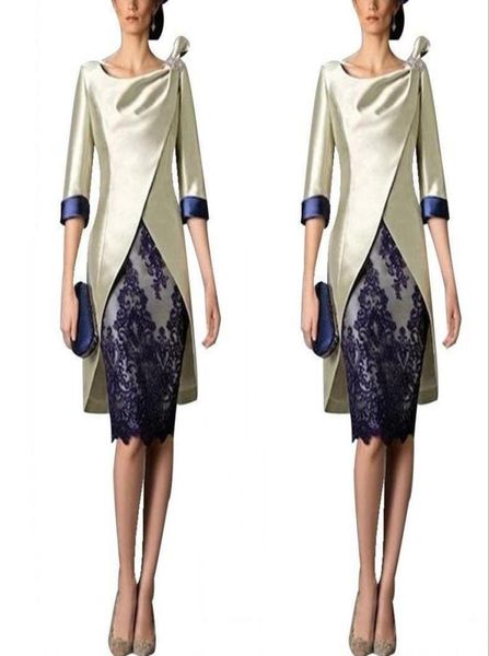 

vintage short mother of bride dresses v neck half sleeves royal blue lace appliques knee length weddings guest dress prom gowns wi6282178, Black;red