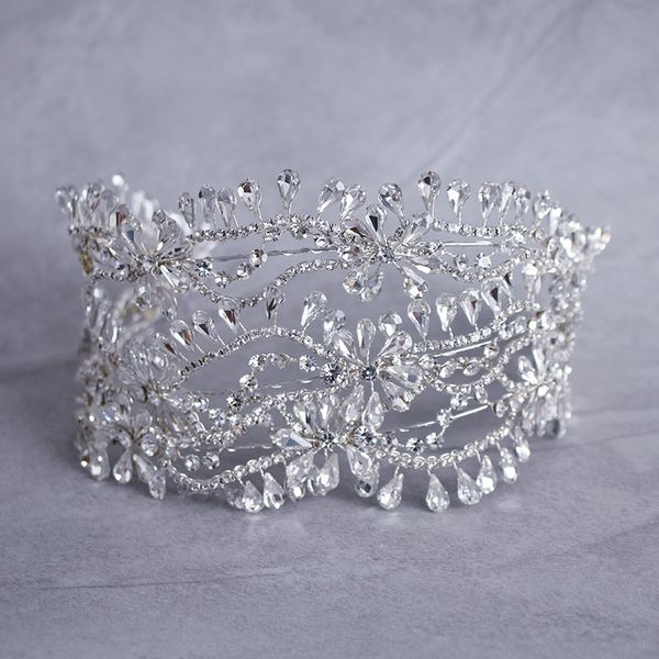 

bridal hair jewelry luxury soft wedding crown tiara silver color crystal rhinestone bride headband hair accessories handmade women headpiece