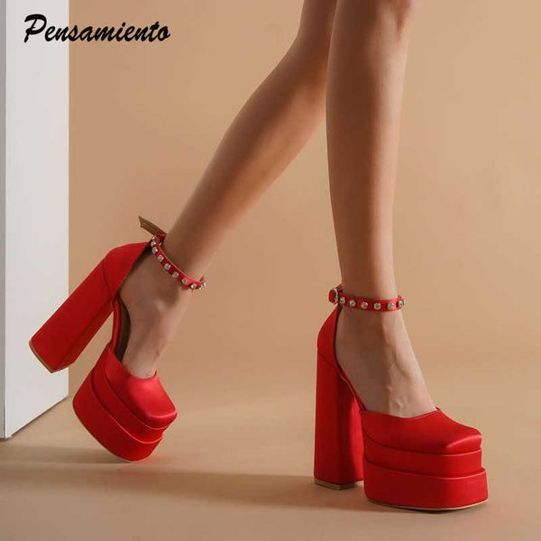 

slippers runway style luxury satin women pumps spring summer crystal buckle platform wedges high heels female party prom chunky shoes, Black