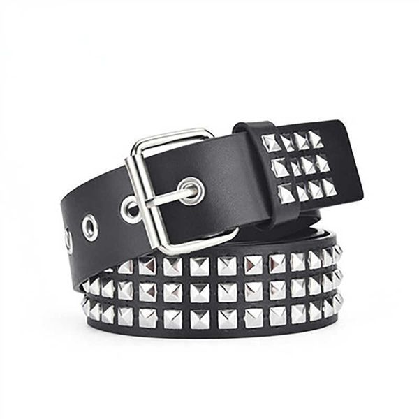 

belts 2023 new square bead rivet belt metal pyramid belt men and women punk hardware jeans belt designer belt woman belts z0404, Black;brown