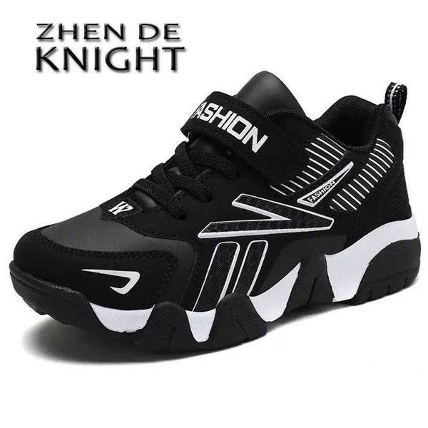 

athletic outdoor sport kids sneakers boys casual shoes for children sneakers girls shoes leather anti-slippery fashion tenis infantil menino, Black