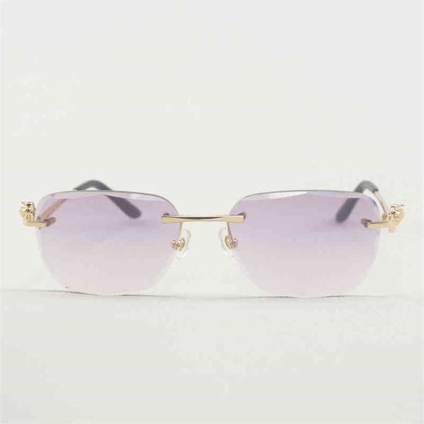 

2023 designer glasses new vintage leopard style sunglasses women rimless oval metal frame glasses for men outdoor club culos shades, White;black