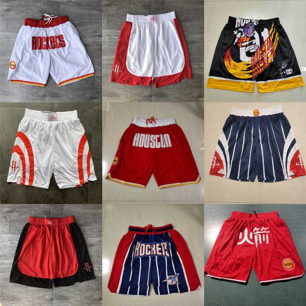 

houston''rockets''men throwback basketball shorts pocket, Black