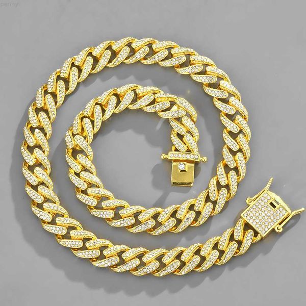 

mens cuban link chain gold silver plated bling miami necklace diamond iced out hip hop jewelry