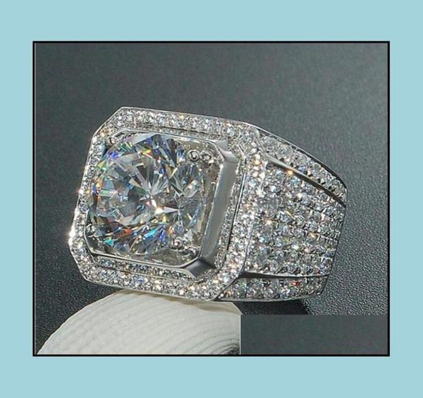 

cluster rings jewelry mens ring hip hop zircon iced out luxury cut z cz diamond fl gemstones men wedding band fashion jewellry7695050, Golden;silver