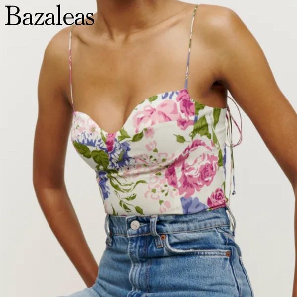 

camisoles tanks vintage party camis elastic flora print womens camisole slim summer crop 230404, Black;white