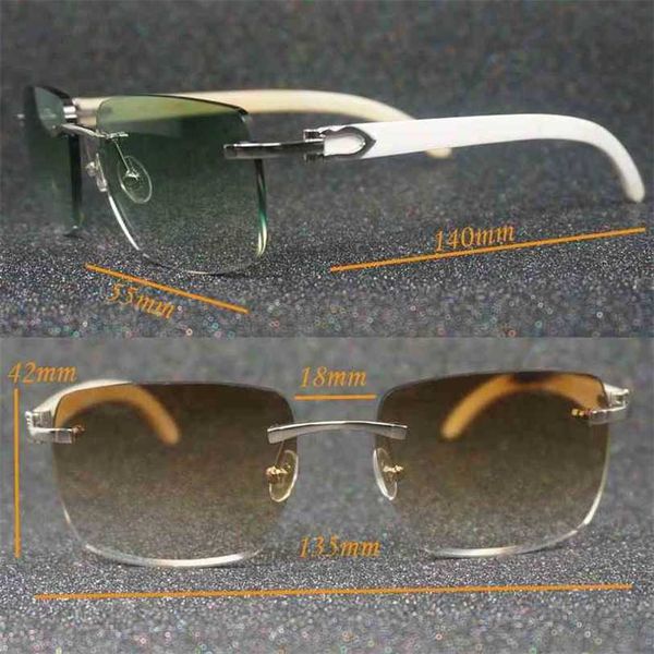

2023 designer glasses new metal frame sunscreen men white buffalo horn women sunglasses vip luxury sunnies, White;black