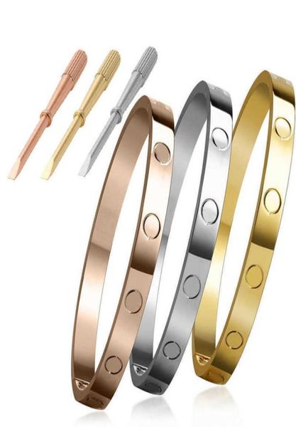 

women lovers bracelet silver gold bangles men luxury designer jewelry titanium steel couple simple fashion no bolt driver nail scr5999664, Black