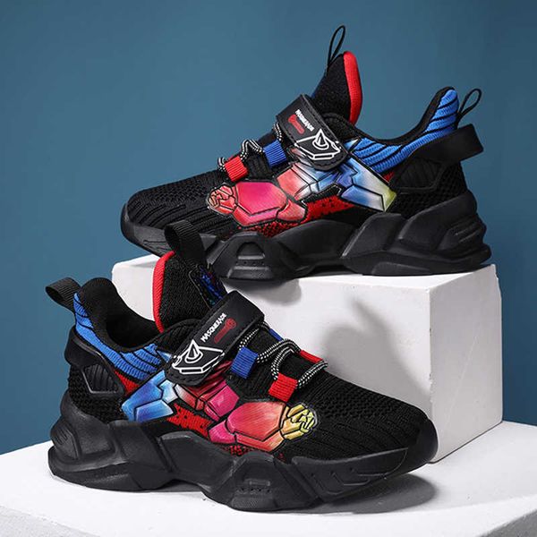 

athletic outdoor boy sneakers children shoes casual running sports tennis shoes for kids fashion mesh 6 to12 years boy shoes p230404, Black