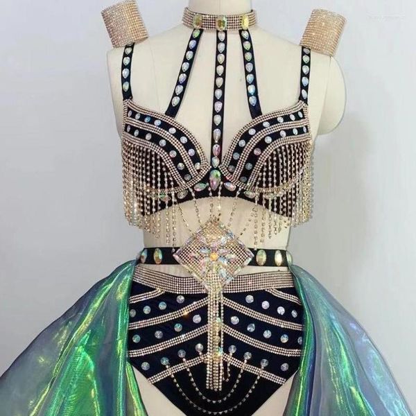 

singer bikini nightclub bar dj costume sparkly party girl jazz dance wear stage outfits, Black;red