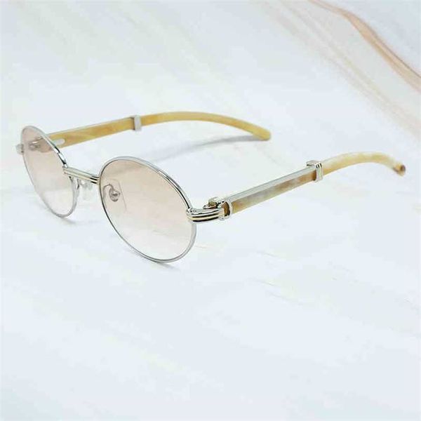 

2023 designer glasses model fashion men women sun glasses full rim metal shades buffalo horn wooden eyewear 0211 sunglasses, White;black
