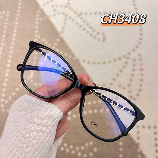 

2023 fashion designer new sunglasses glasses 23 mirror frame zhao lusi same sheepskin knitted chain lens leg, White;black