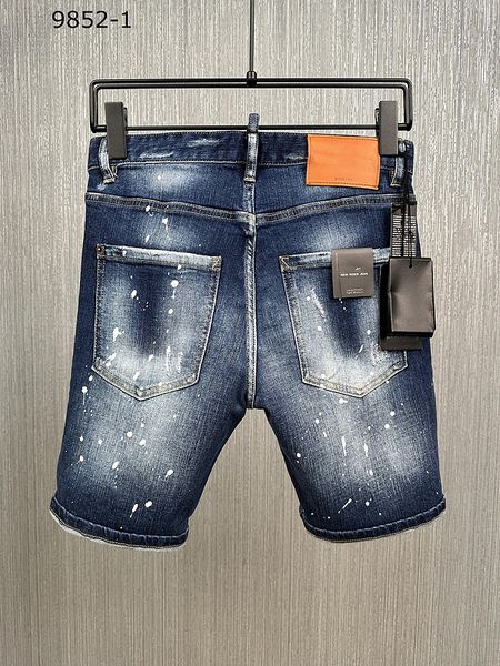 

jeans man shorts short denim for blue summer half pants mens breeches hole metal button dsquar skinny slim patchy water washed maple leaf de