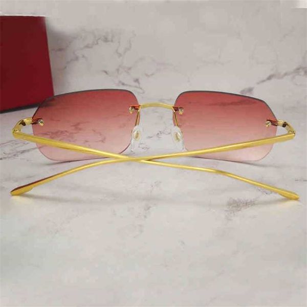 

2023 designer glasses model custom men women fashion sun glasses street protect rimless eyewear sunglasses, White;black