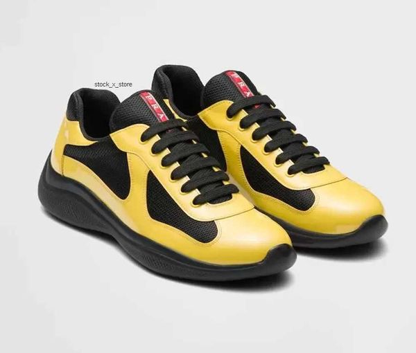 

sport-design americas cup sneakers shoes patent leather nylon luxurious brand mens skateboard mesh runner casual outdoor walking, Black