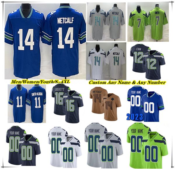 

American Football Jersey Geno Smith Kenneth Walker III DK Metcalf Tyler Lockett Boye Mafe Jaxon Smith-Njigba Bobby Wagner Jordyn Brooks Steve Largent Jarran Reed 4XL, Men green