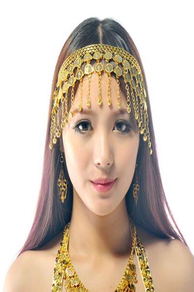 

belly dance bollywood costume tribal jewelry goldsilver headband headpiece prop belly dance cions headdress 8115962, Golden;white