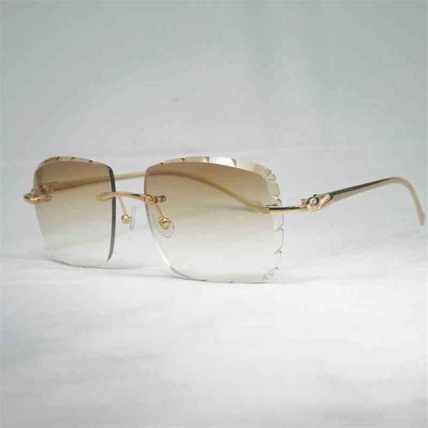 

2023 designer glasses new vintage rimless oversize sunglasses men leopard style shades women outdoor oculos gafas for beaching riding 166, White;black