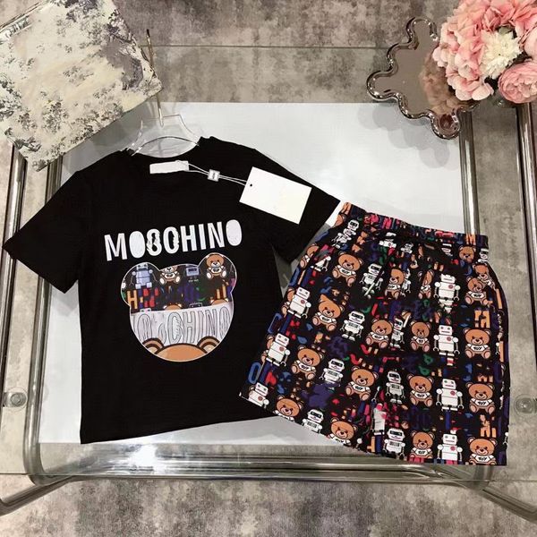 

designer mosch style new childrens clothing sets for summer boys and girls sports suit baby infant short sleeve clothes kids set 2 12t, White