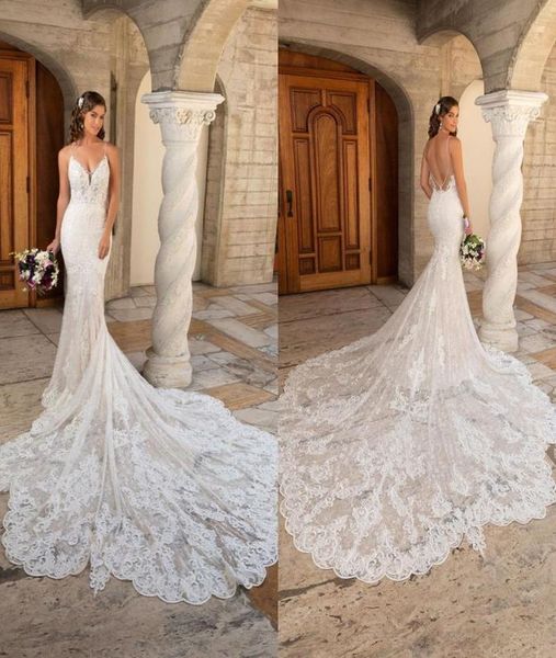 

kitty chen 2021 wedding dresses lace appliques mermaid bridal gowns spaghetti straps backless wedding dress vestidos de novia2633264, White