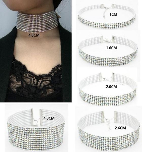 

bridal wedding party prom jewelry ab crystal rhinestone choker necklace elastic cord bib collar necklaces gy4306222, Golden;silver