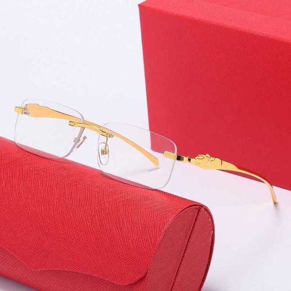 

2023 fashion designer new sunglasses leopard head frameless europe america small box women fashion trend 81339, White;black