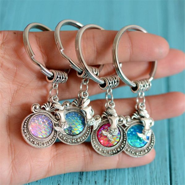 

mermaid fish scales keychains girls sequins keyring ring chain pendants for women bags car keys holder metal alloy phone charm acc9492265, Slivery;golden