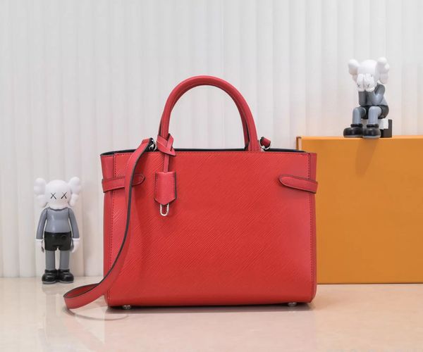 

classic tote bag with clutch twist tote onthego shopping handbag purse women fashion genuine leather shoulder bags multi pochette accessorie, Black;red