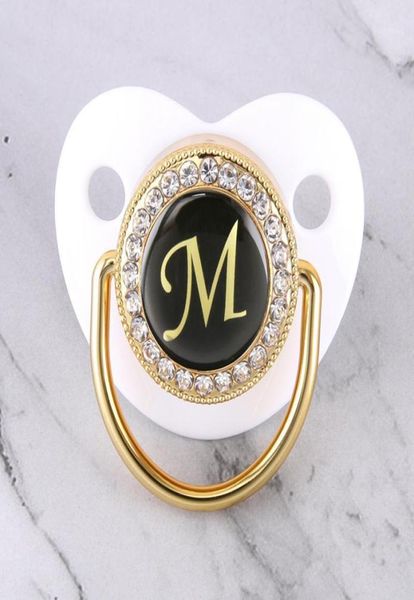 

012 months bling baby pacifier 26 initials letter m newborn infant soother chupete sucette dummy nipples for baby shower gift14702165