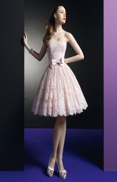 

zuhair murad dress short prom dresses pink lace cocktail dresses party with strapless neckline and bow2483584, Black